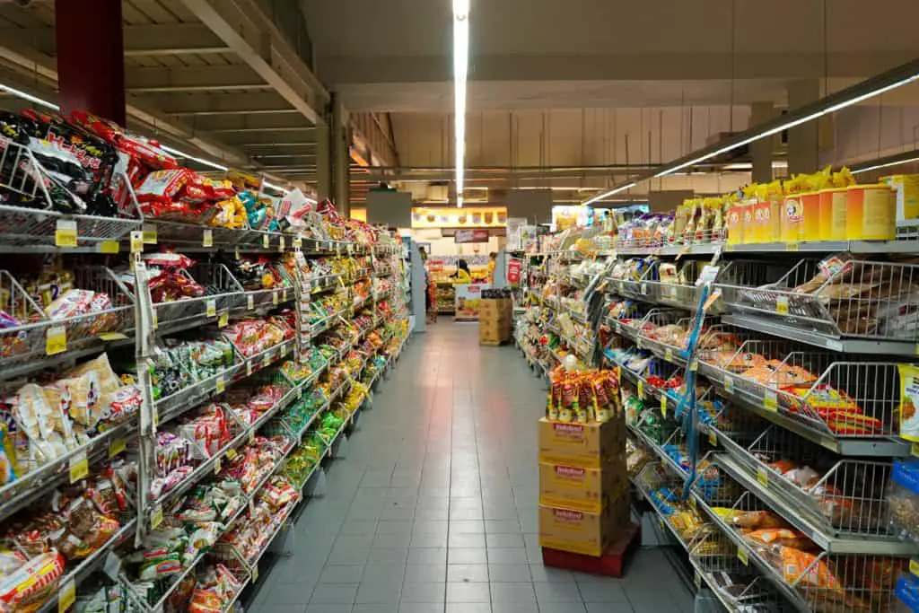 Well stocked supermarket isle