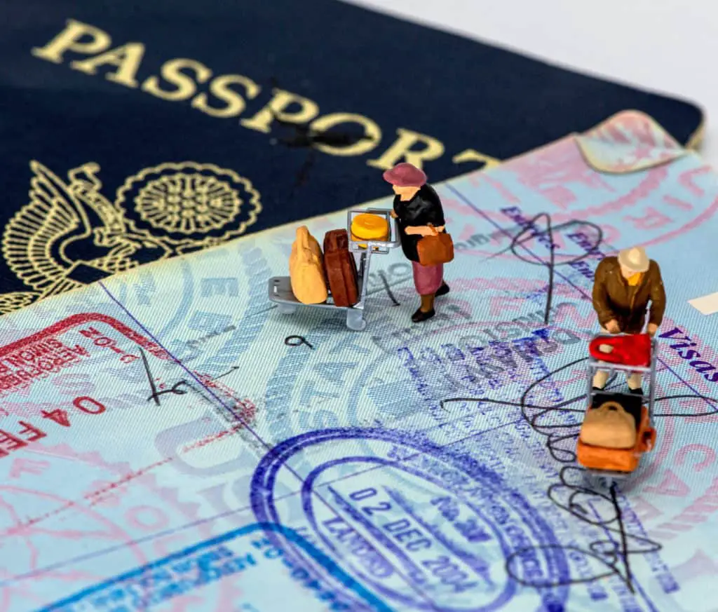 Stamped passport with figurines