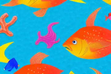 A vibrant coral reef with colorful fish swimming around it