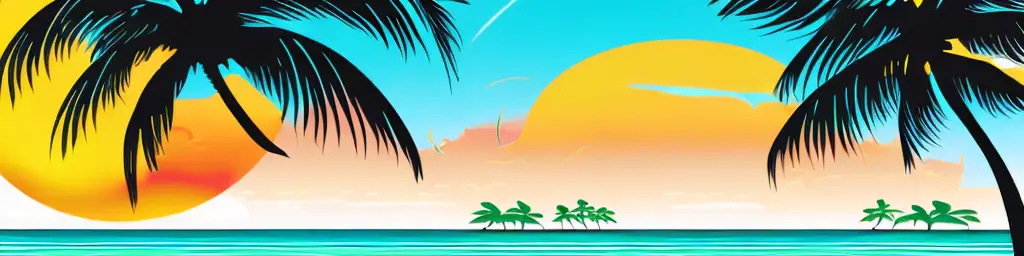A beautiful hawaiian beach with a palm tree and a sunset