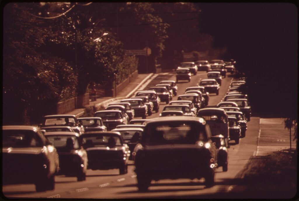 Morning rush hour traffic on Kalanianaole Highway heading to Honolulu, Oahu, Hawaii