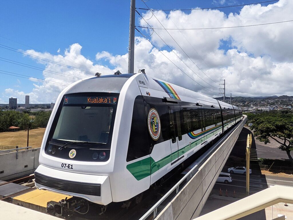Honolulu skyline with rail transit, Hawaii