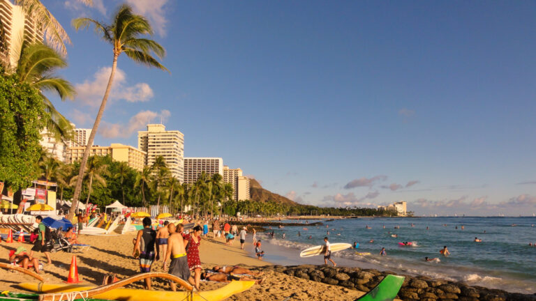 Waikiki Beach with Diamond Head in the background, Honolulu Hawaii
